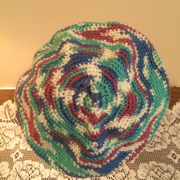 Multi Colour Hand Crochet Beret - Picture 5 of 6